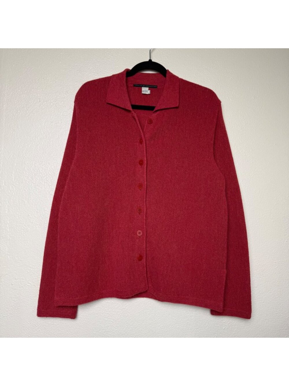 Peruvian Connection Womens Red 100% Alpaca Button-Down Cardigan Sweater Size L